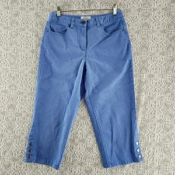 Vintage Talbots Blue Stretched Denim‎ Capris Women's 6 - Picture 1 of 10